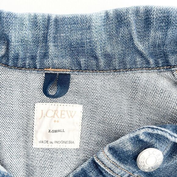 J Crew Womens Denim Jacket Button Front Long Sleeve Blue Wash XS - Picture 7 of 7